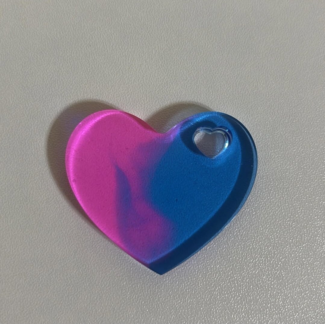 Pink & blue swirl heart keychain