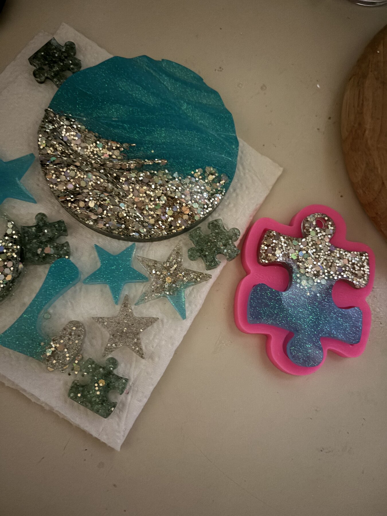 Teal & silver glitter batch